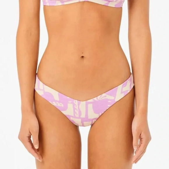 Rip Curl New Wave Fixed Tri Bikini Top & Hi Leg Skimpy Bottoms, violet - Picture 15 of 15